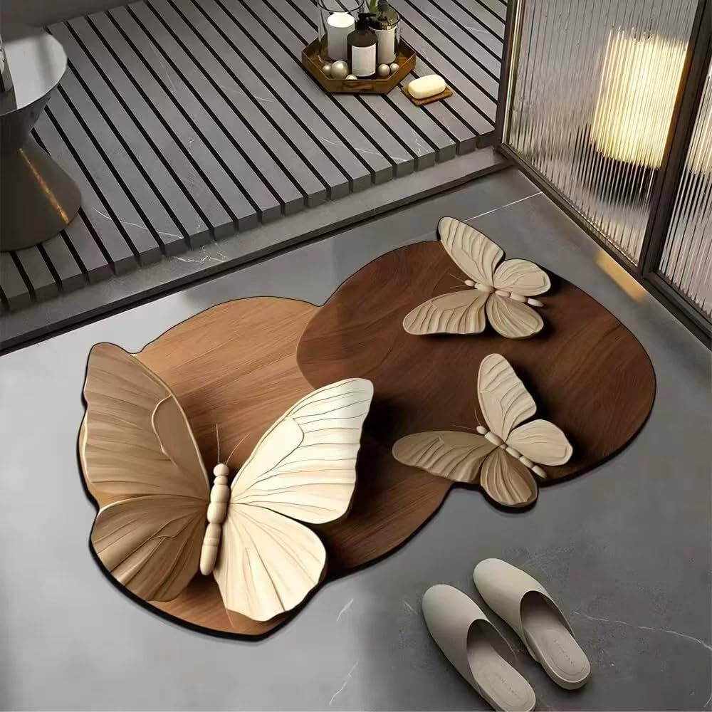 Tapis de salle de bain 3D grand format motif floral