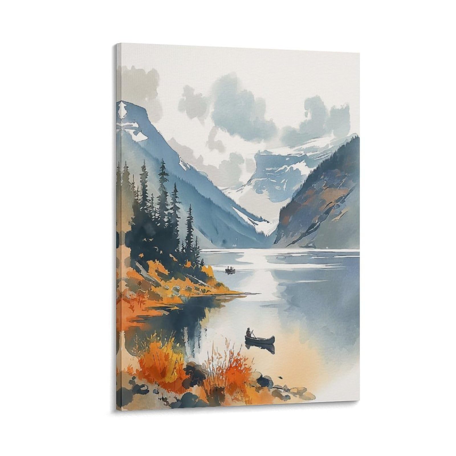 XWYMXZ Lake Louise Watercolor 20x30inch(50x75cm) Vintage Travel Poster Watercolor Canvas Art