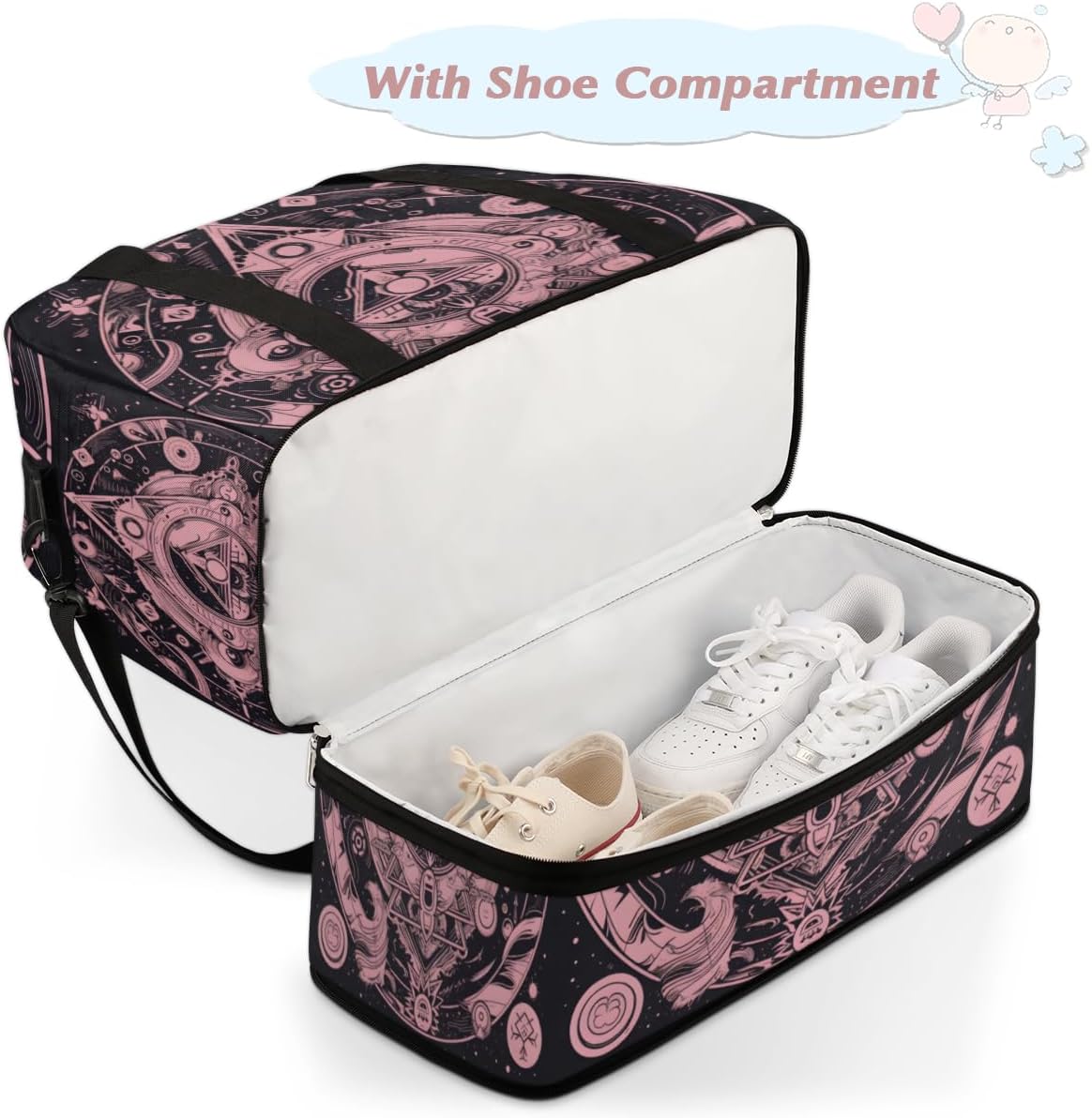 QsirBC Funny Abstraction Gym Bag for Women Duffle Tote with Shoes Compartment Men Weekender Duffel for Dance Travel Sports Swimming Overnight