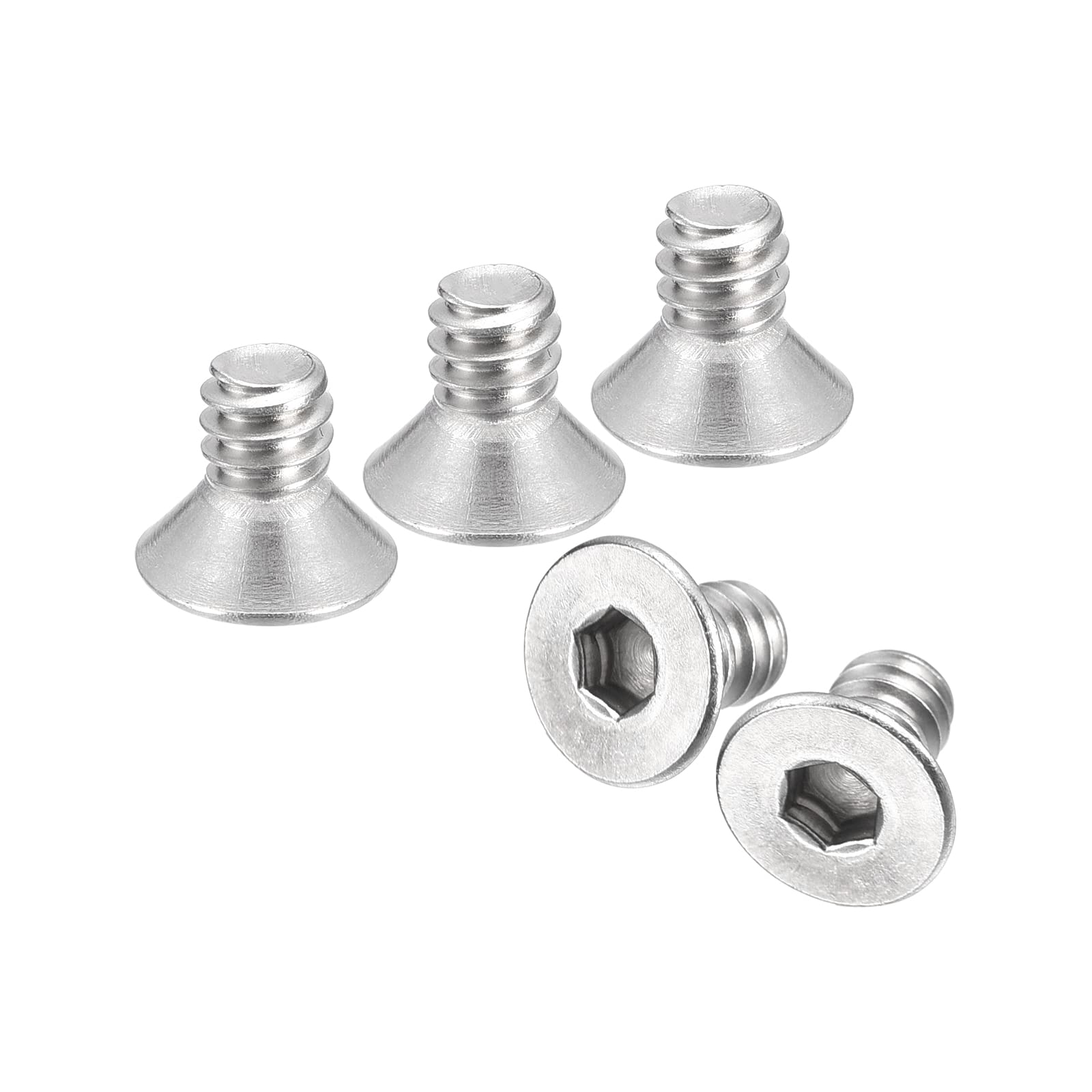 sourcing map #10-24x5/16" Flat Countersunk Head Socket Cap Screws, 25Pcs 304 Stainless Steel Hex Socket Flat Head Screws, Full Thread, Countersunk Bolts