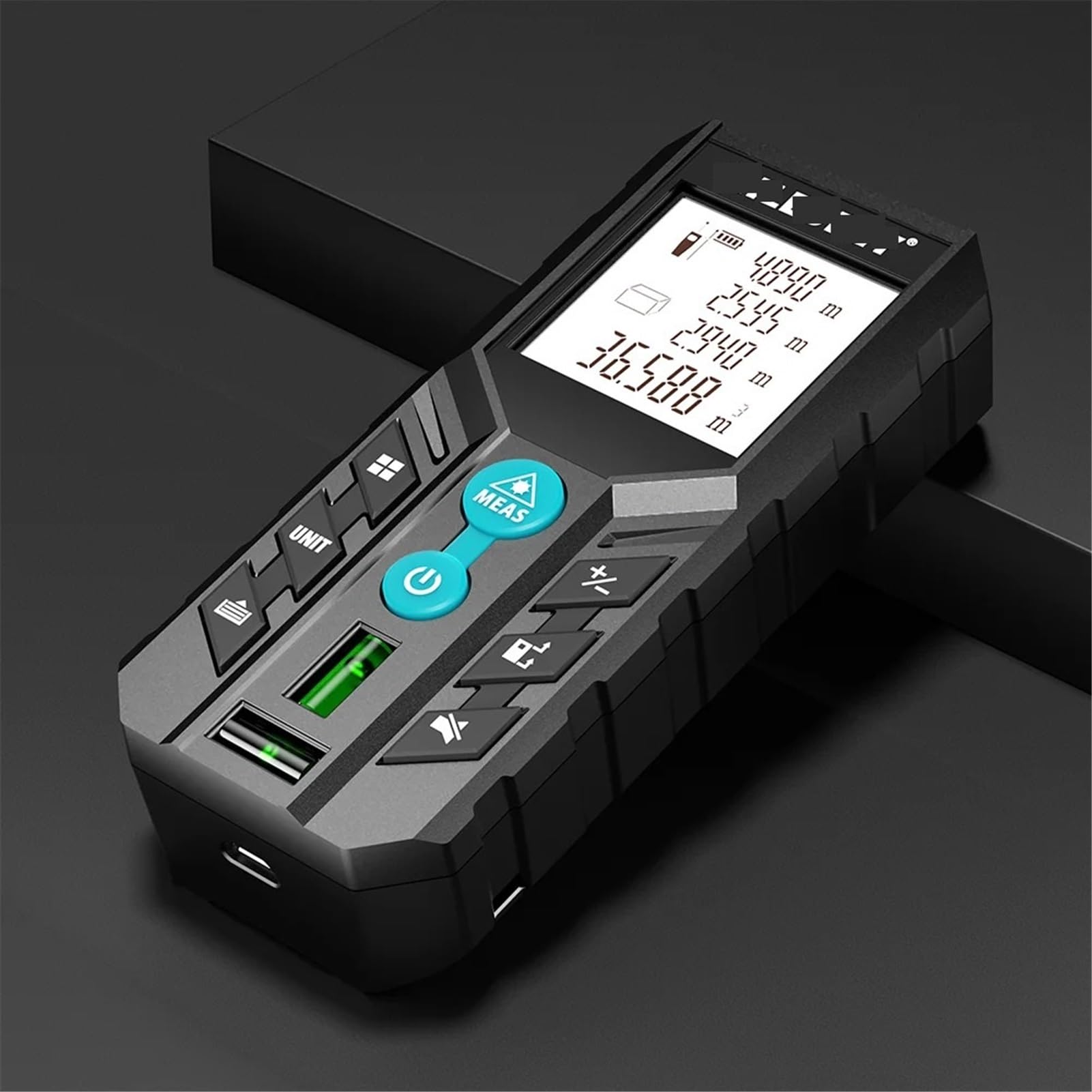 D2 Laser Distance Meter,40m/120m Rangefinder,Rechargeable Angle Optional, Ft/M Unit, With Leveling Bubble Measure Tools(D2,120m)