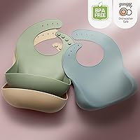 Vista 7 de Silicone Bibs for Babies Toddler Set of 3, BPA Free, Soft Adjustable Waterproof Bibs for Feeding Essentials