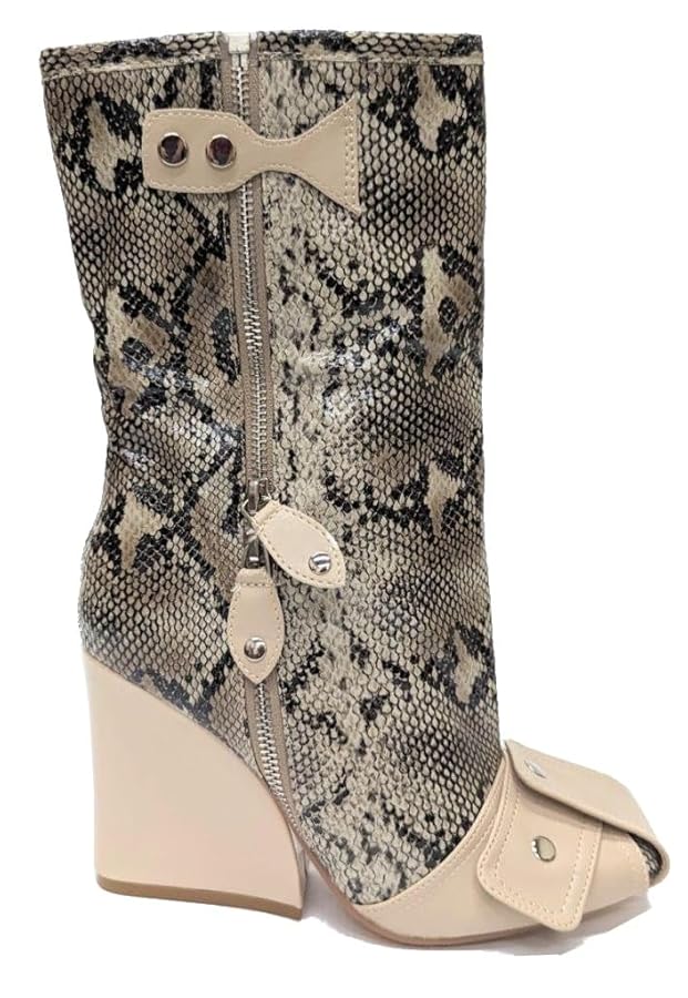 Amazon.com | LEMONADE women Buckle Detail Square Toe Wedge
