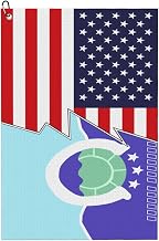 Flag of Mackinac Island, Michigan and America Golf Towel 24" X 16" with Carabiner Clip Absorbent Waffle Pattern Golf Towels for Golf Bags Accessories Gift for Men Women