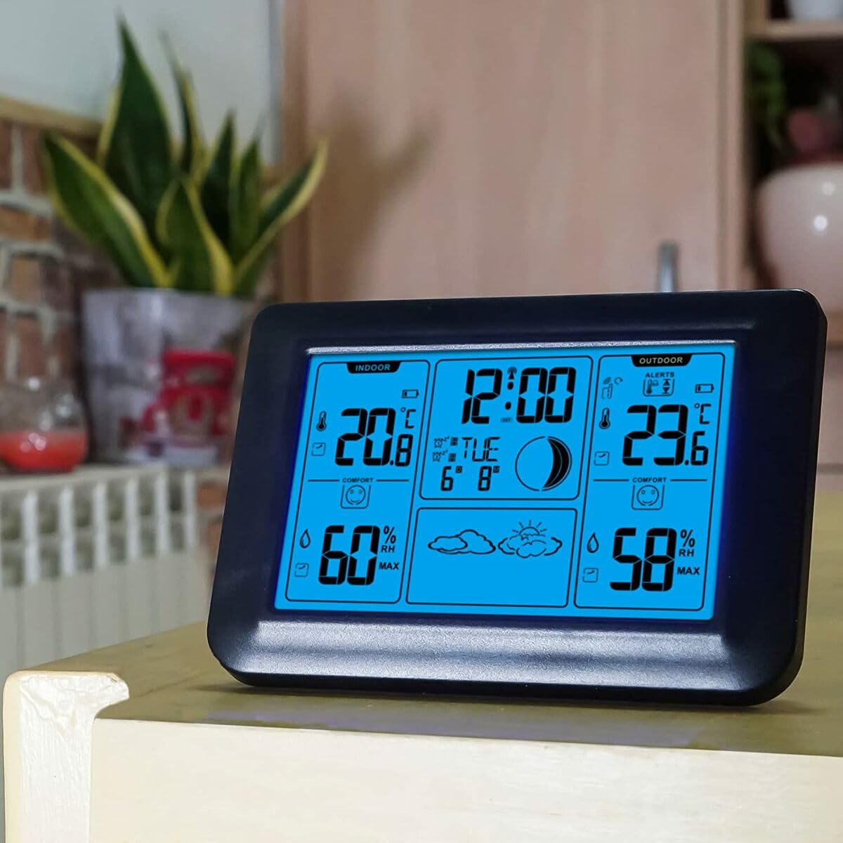 ELBE WSM-5000 STACJA METEOROLOGICZNA Z CZUJNIKIEM ZEWNĘTRZNYM MIEDZIEŻY TEMPERATURA, WILGOŚĆ, FAZY KSIĘŻYCOWE, TRENDY CZASOWE, NIEBIESKIE ŚWIATŁO