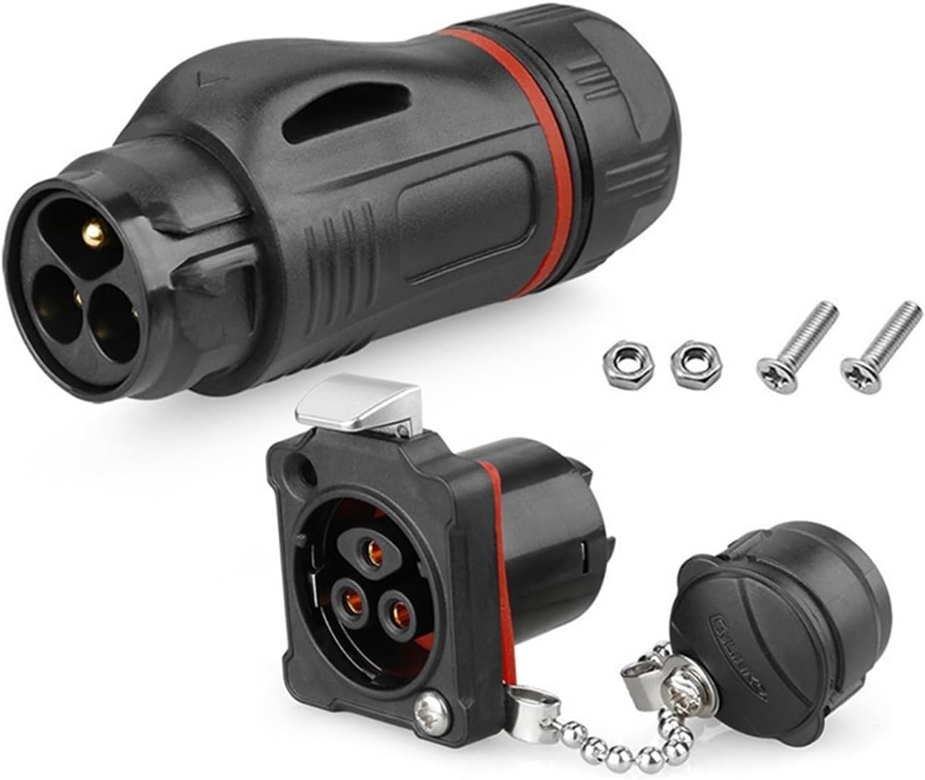 BD24 Plastic 3Pin M24 Outdoor Industrial Waterproof IP67 Cable Wire Power Connector Male and Female Socket KL4-4b