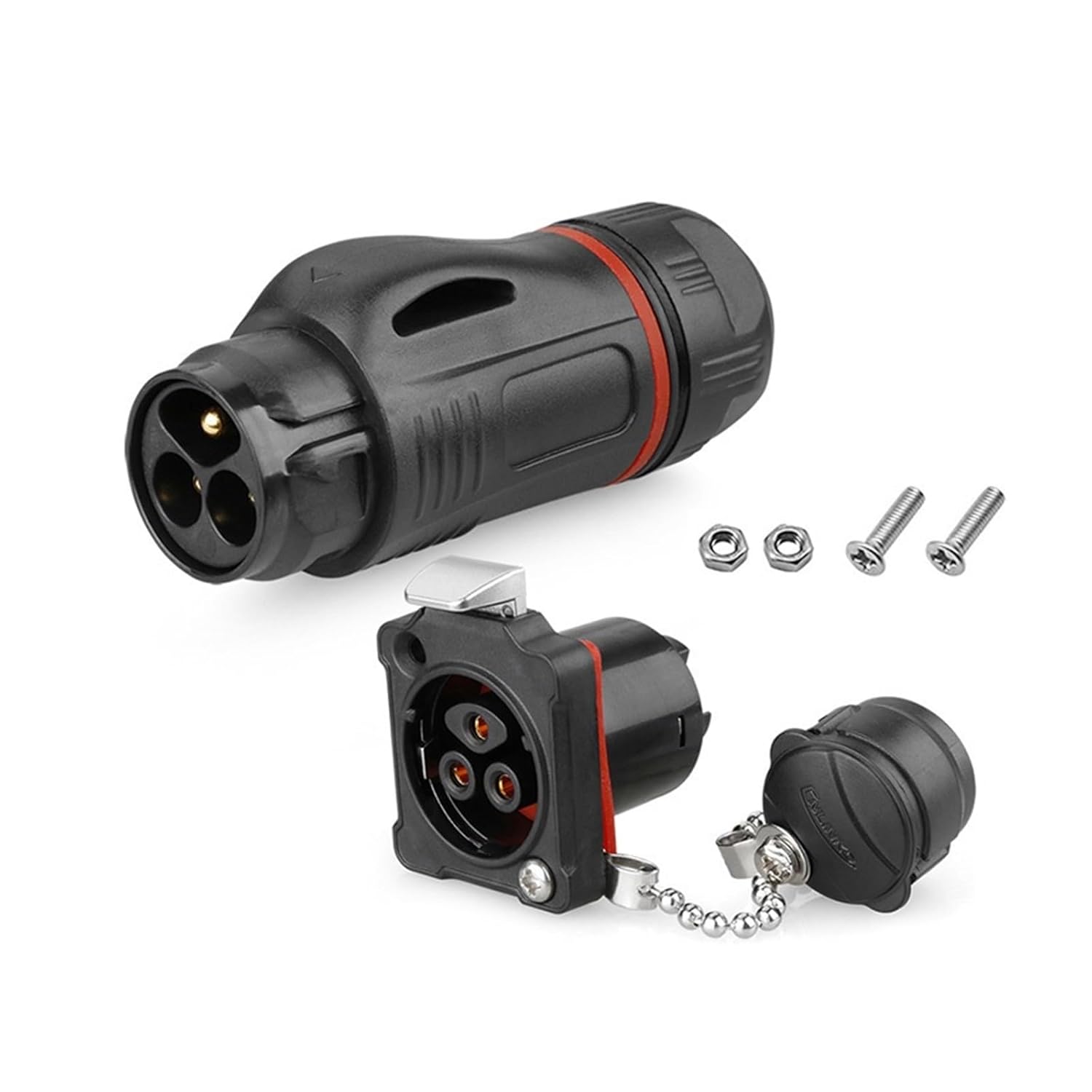BD24 Plastic 3Pin M24 Outdoor Industrial Waterproof IP67 Cable Wire Power Connector Male Plug and Female Socket KL4-4b