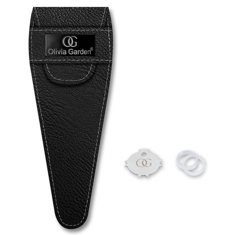 Olivia Garden SilkCut Pro Schere, 16,5 cm, Linkshänder, ultrascharfe, konvexe Stahlklingen, Scherenhülse im Lieferumfang enthalten