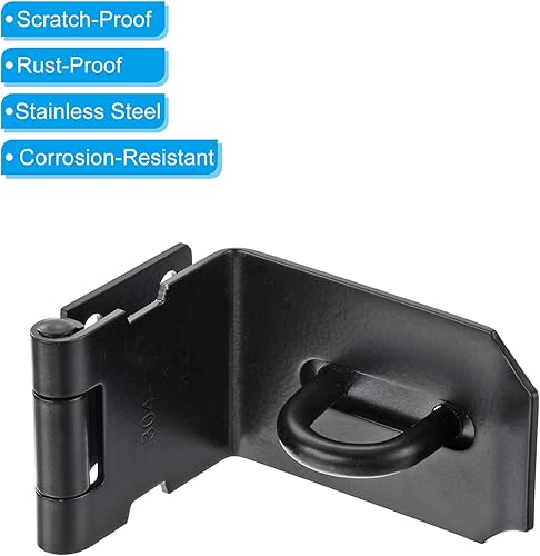 Miniatura 4 de PATIKIL Cerraduras de puerta de 4 pulgadas, cierre de bisagra de acero inoxidable de ángulo recto de 90 grados, cierre de candado, cerrojo con