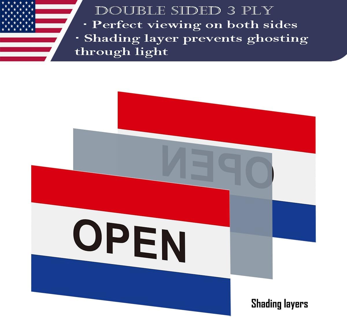 Double Sided Open Flag for Business Sign 4x6 Made in USA Outdoor Heavy Duty 3 Ply Polyester Commercial Flag with White Starting Tape and 2 Brass Grommets