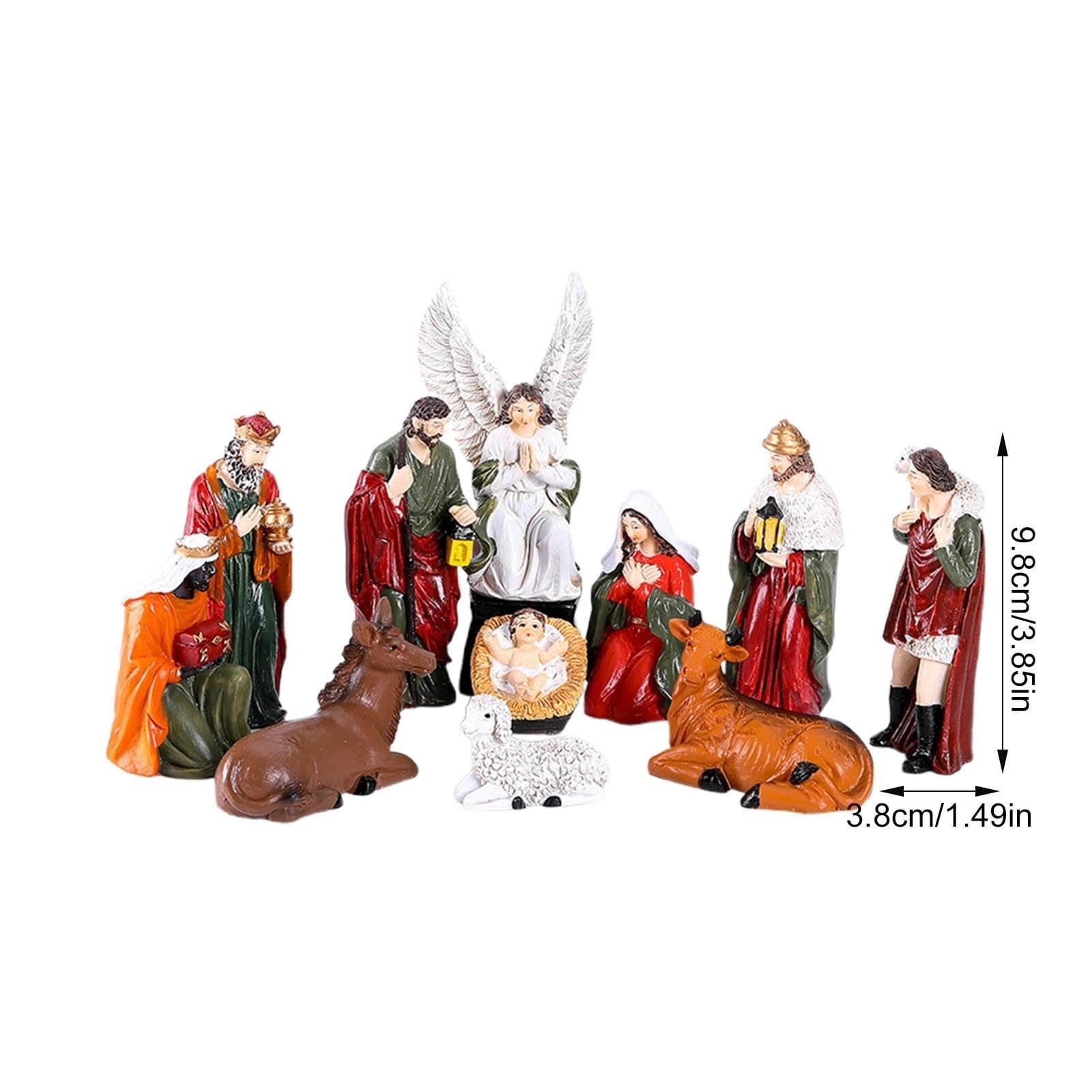Krippenkasten-Set, Ornamente, Weihnachtskrippen-Set, 10-teiliges Krippenfiguren-Set Aus Kunstharz, Weihnachtsfiguren, Tischszenen, Krippensets Und Figuren, Krippenstall