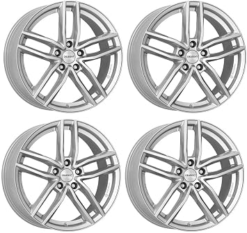 4x Dezent alloy rims TR silver 8.0Jx18 ET35 5x112 compatible with Volkswagen Arteon Beetle CC Caddy Eos Golf ID.3 ID.4 Jetta Passat Phaeton Scirocco Sharan T-Roc Tiguan Touran