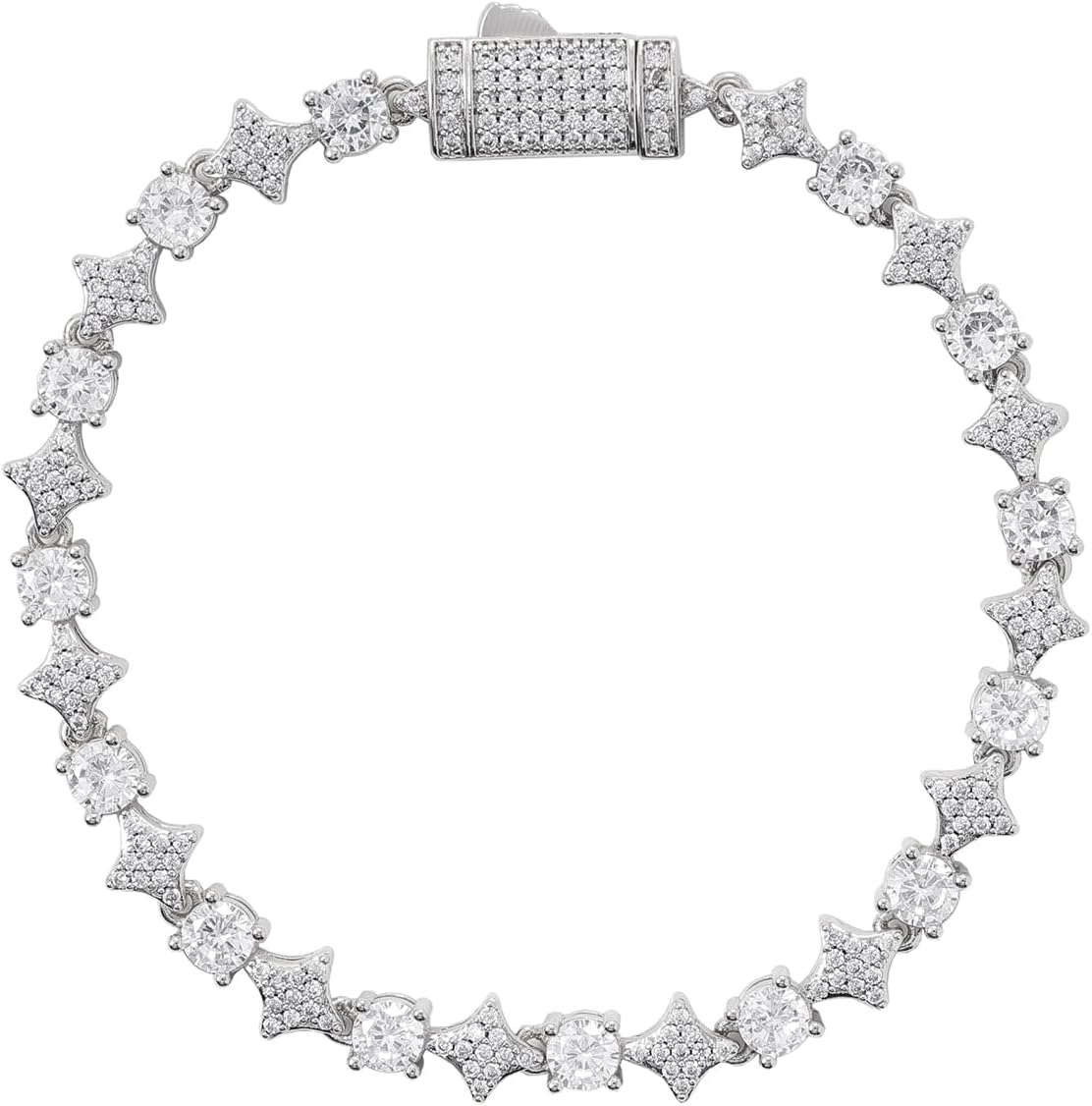 LuxeFlex Star Bracelet for Men & Women – 6mm 14K Gold/White Gold Plated, 5A Cubic Zirconia Iced Out Celestial Jewelry, Elegant Starry Night Gift