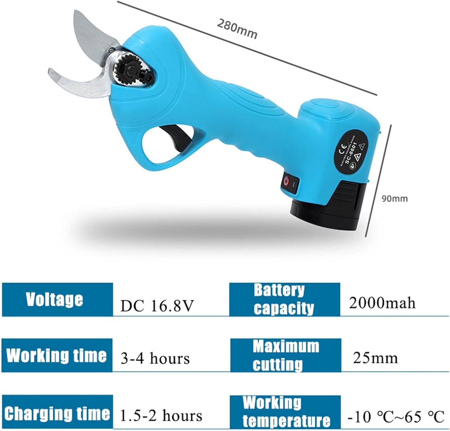500W Electric Pruning Shear 25mm Garden Cordless Hedge Trimmer 1 Li-ion Battery +1 Charger Branch Cutter Garden Power Tool More powerful and efficient(2 Batteries)