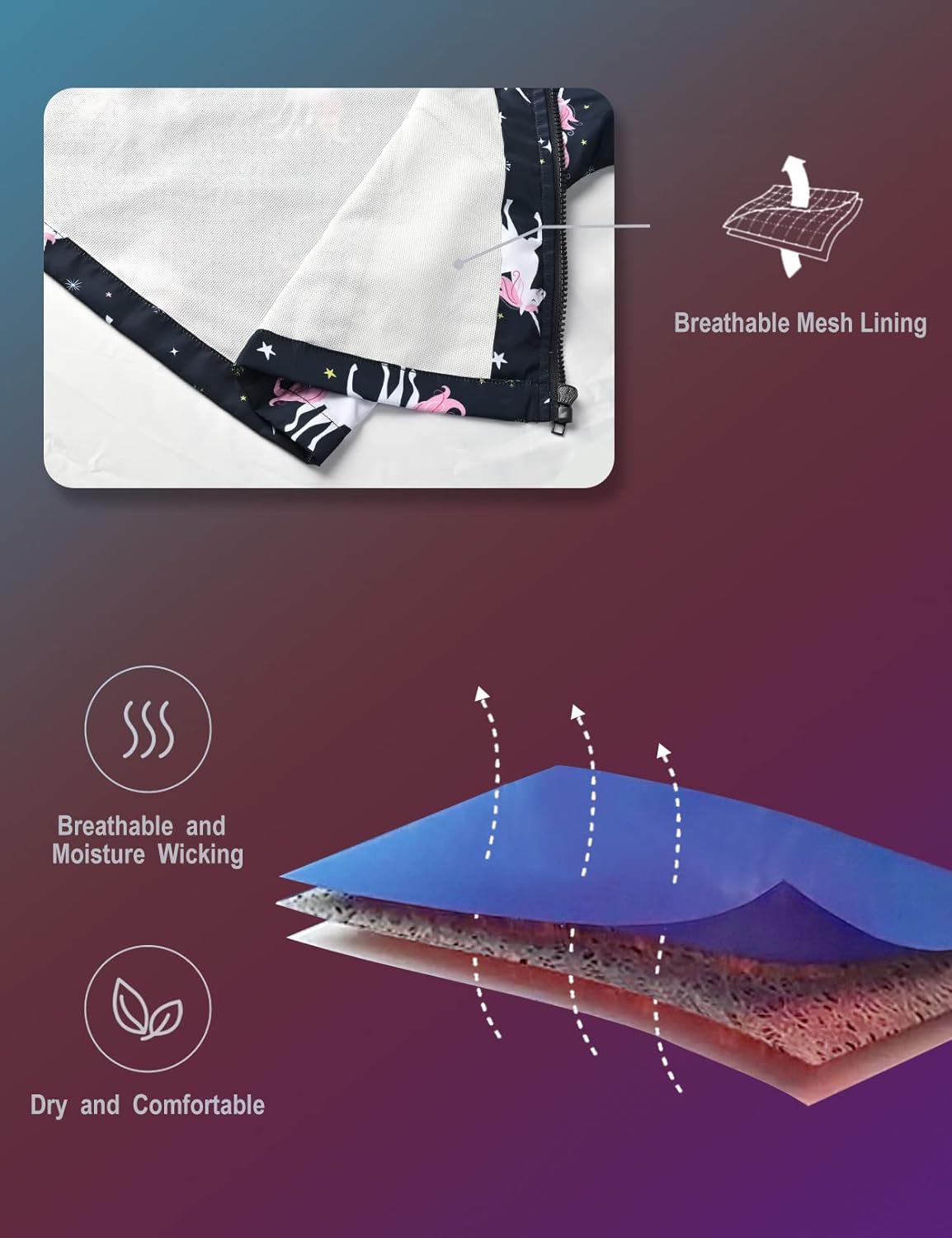 Jxstar Girls Rain Jackets Waterproof Hoodie Kids Raincoats Lightweight Windbreakers - Image 6