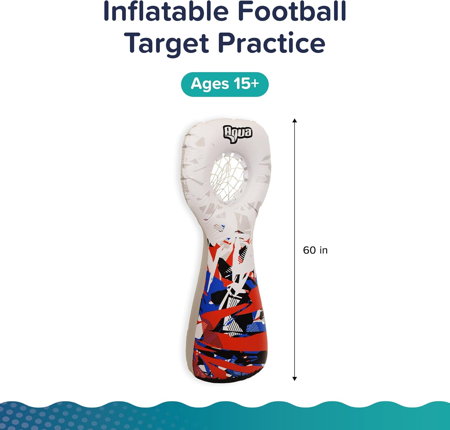 Aqua Inflatable Football Toss, Inflatable Throwing Target Toy, Backyard and Lawn Game, Touchdown Pass Game