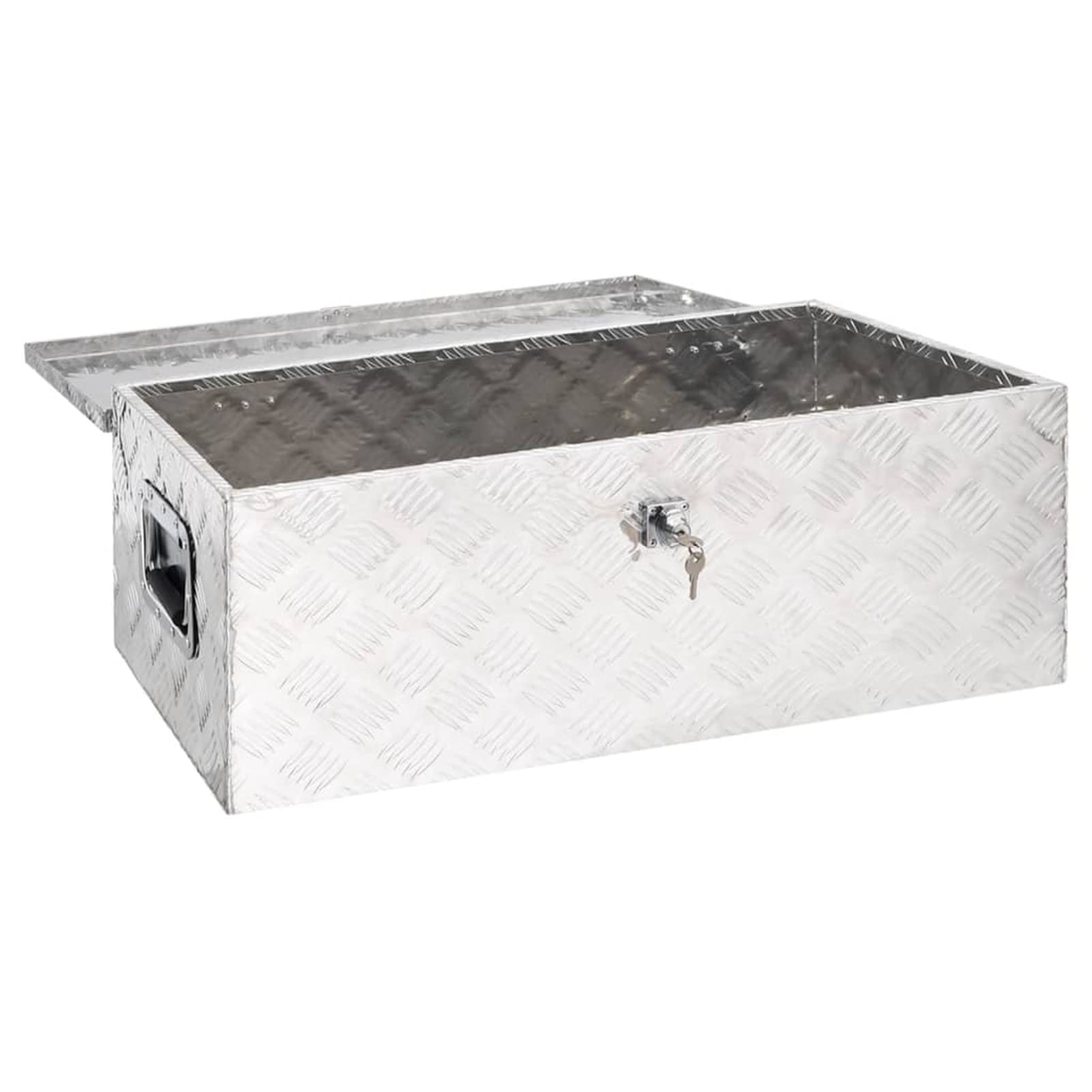ShGaxin Aluminiowa skrzynka narzędziowa, metalowa skrzynka narzędziowa, skrzynka narzędziowa, aluminiowa obudowa, srebrna 80 x 39 x 30 cm