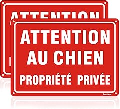 2 Pieces Warning Dog Private Property Sign, 25 x 18 cm Aluminium Privacy Sign, Reflective Metal Signs, Warning to the Dog, Waterproof, UV Protection