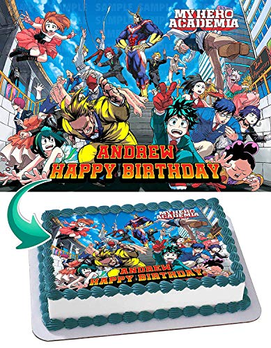 Cakecery My Hero Academia 3 Edible Cake Image Topper Personalized Birthday Cake Banner 1/4 Sheet