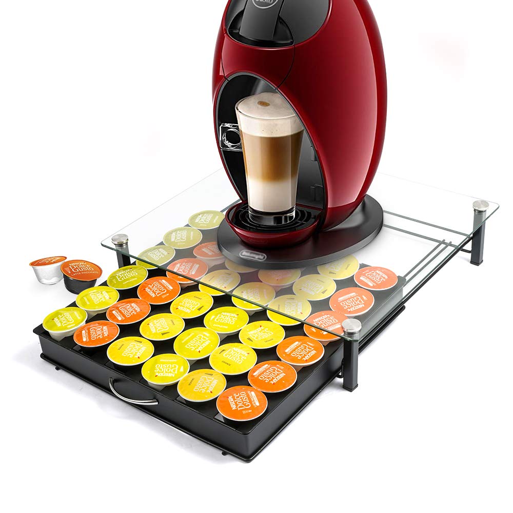 HiveNets DG Kaffee Kapselhalter Kapselständer Kapseln Glas Schubladen Organiser für 36 Stück