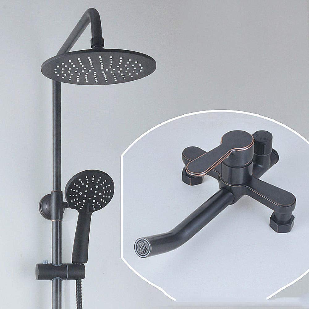 YNIYUJKL Bathroom Shower Faucet Mixer Wall Mount Bronze Black 8 Inch Rainfall Shower Set Mixer Tap Brass Tub Spout Bath Shower Mixers