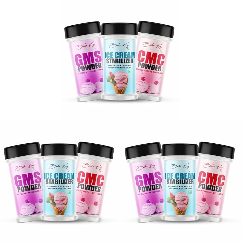 BAKE KING Combo Ice Cream Stabilizer, GMS Powder 50gm and CMC Powder 50gm Each (Pack of 3)-image-22