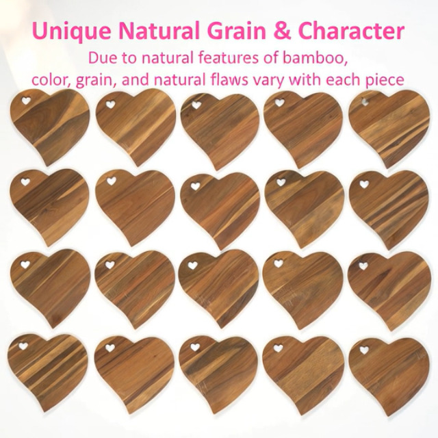Tabla de cortar en forma de corazón de madera de acacia miniatura 7