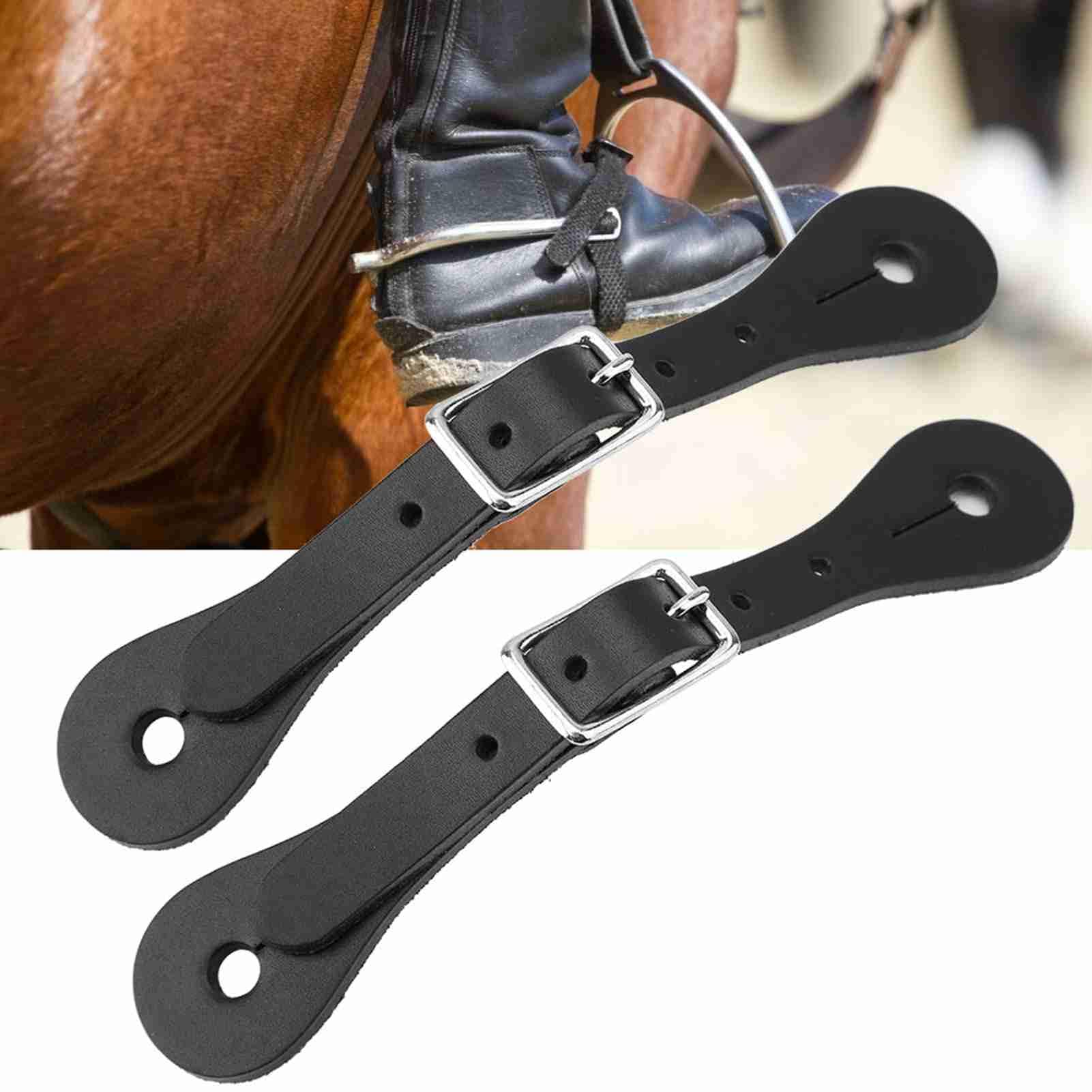 Correas ecuestres de cuero auténtico hechas a mano, 1 par de accesorios de equitación