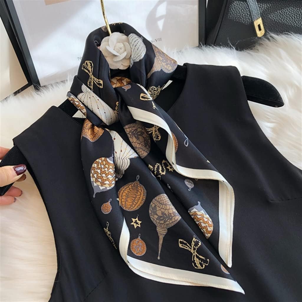Women's Versatile Silk Scarf Square Scarf Fashion Warm Small Scarf to Protect Cervical Spine