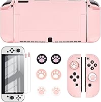 Vista 17 de DLseego Switch OLED Protective Case Dockable Hard Shell Anti-Scratch Cover Joycon Accessory Skin with 6PCS Thumb Grips Caps and 2Pc Screen