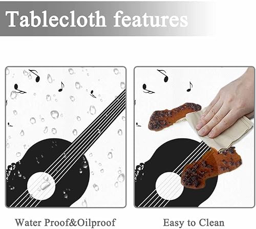 Miniatura 2 de Yibeas Mantel redondo de 60 pulgadas con guitarra negra con notas, melodía de música clásica, mantel moderno de rock para mesas de comedor, fiestas,
