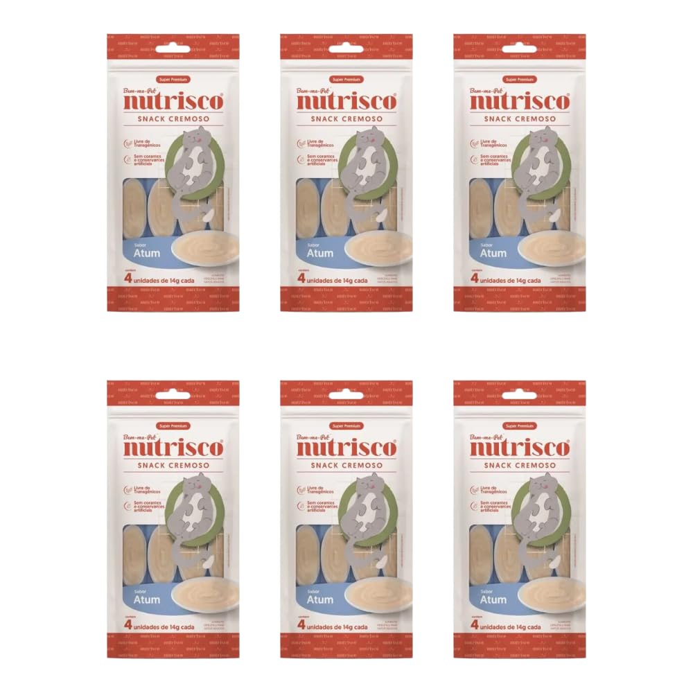 Bem-Me-Pet, Kit 6 Unidades Snack Cremoso Nutrisco para Gatos - Atum 56g Cada