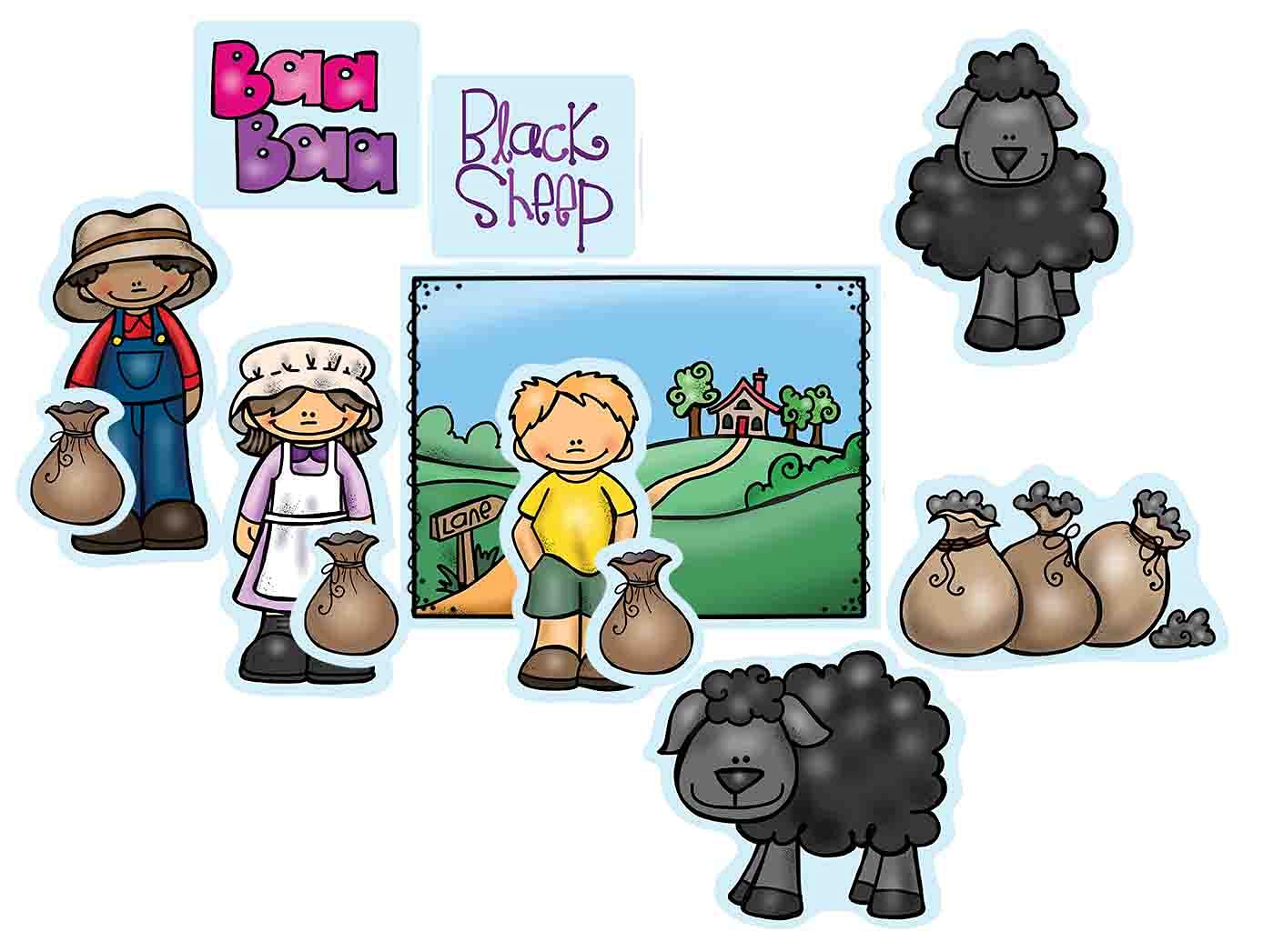 Amazon.com: Baa Baa Black Sheep Felt Set Flannel Board Story 15 precut ...