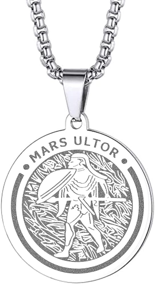 chengxunRoman Mythology Twelve Gods of War - Mars Ultor Pendant Necklace for Men Women Stainless Steel Unisex Protection Guardian Medallion Occult Jewellery Amulets Gifts
