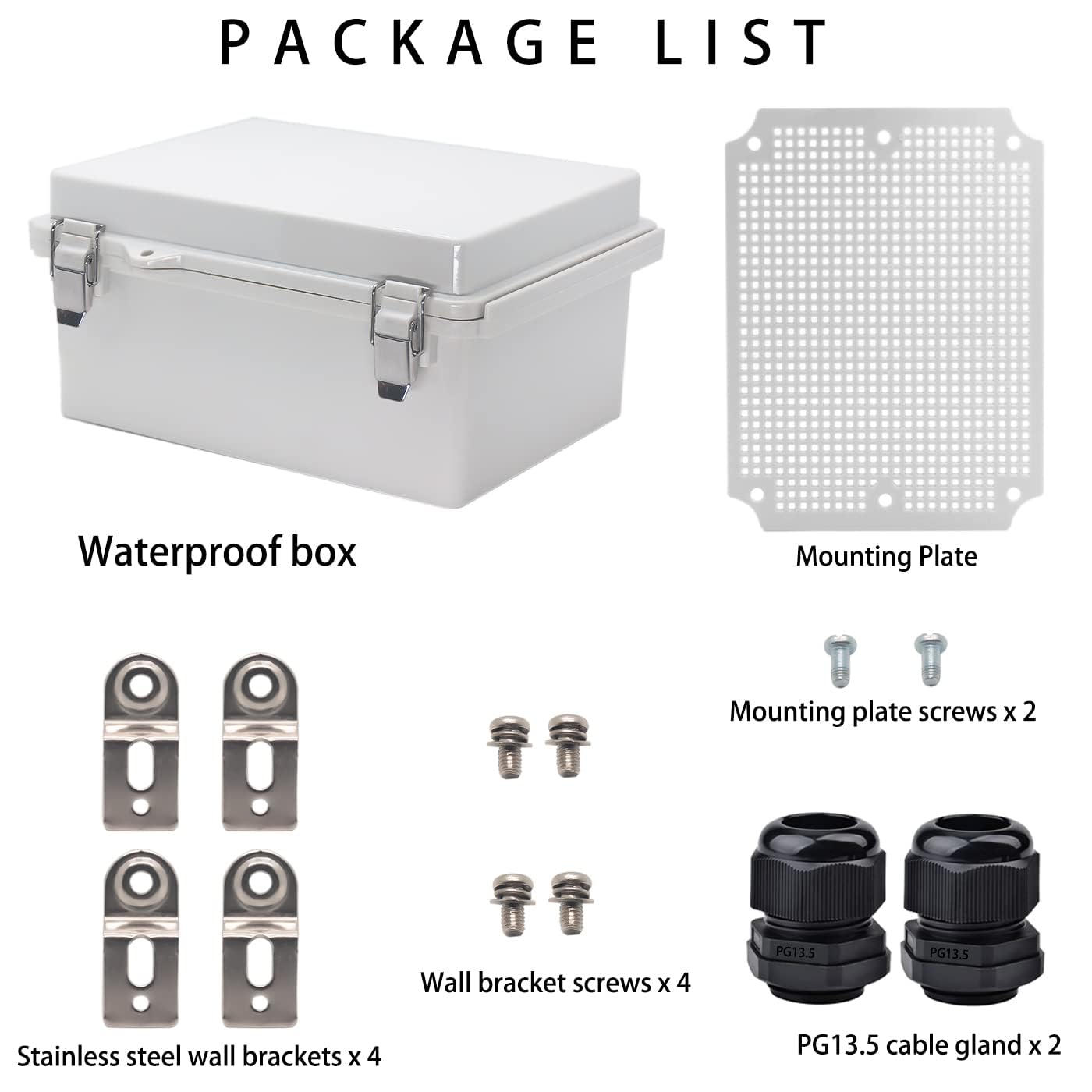 Outdoor Waterproof Electrical Box Junction Box Weatherproof IP67 ABS Plastic Enclosure Switch Router Project Box Electronics DIY Enclosure With Mounting Plate Wall Bracket Grey 8.6"x6.6"x4.3"