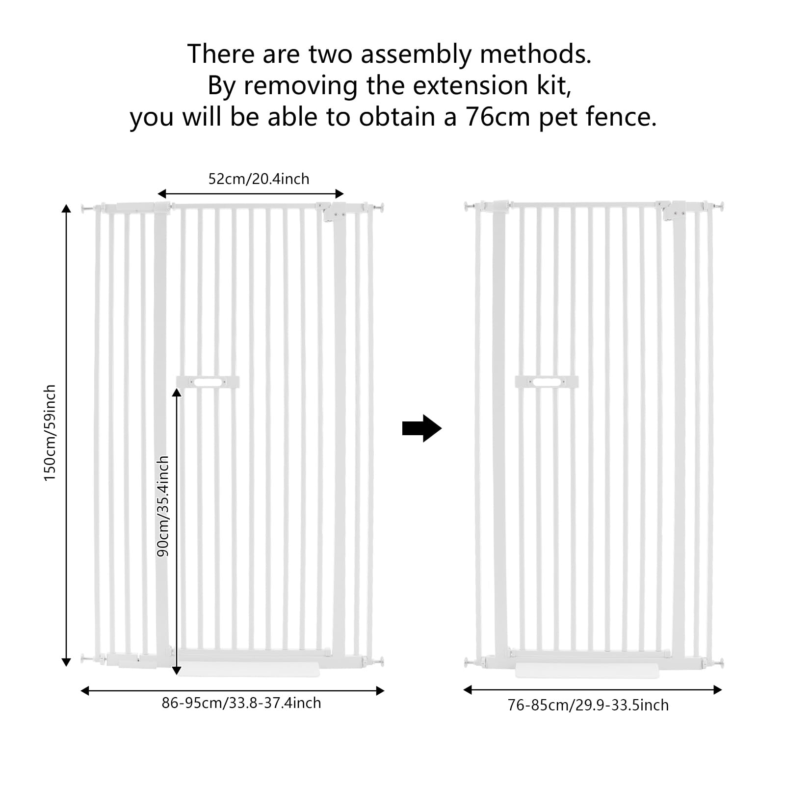 Griglia di sicurezza per porta, senza foratura, regolabile, larga (86-95 cm), per cani e gatti, altezza 150 cm, con chiusura automatica, per scale