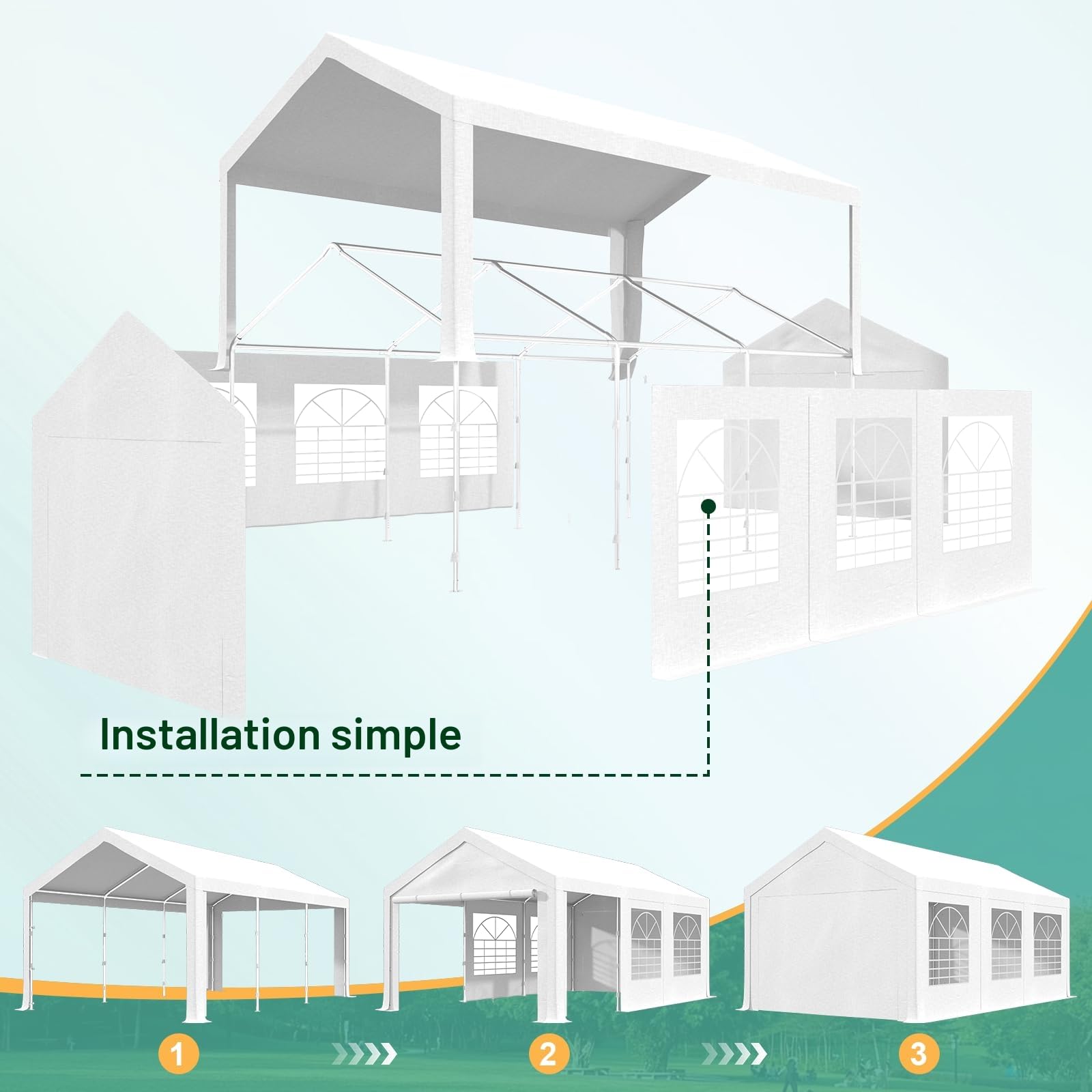 Devoko Tente de Reception,Barnum avec Protection UV 50+,Tente Reception 560g/m² Bâche PE,tonnelle de Jardin Exterieur,Barnum Pliant pour Les réunions de Famille fêtes Mariages,Blanche