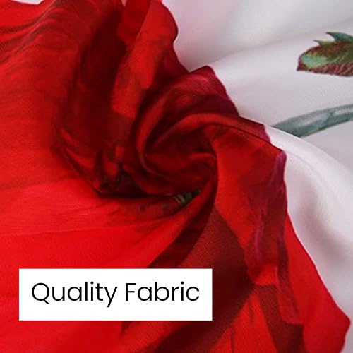 Miniatura 7 de LIVILAN Cortina de ducha floral burdeos para baño, cortina de ducha con flores rojas de rosas granate, juego de cortina de ducha con 12 ganchos,