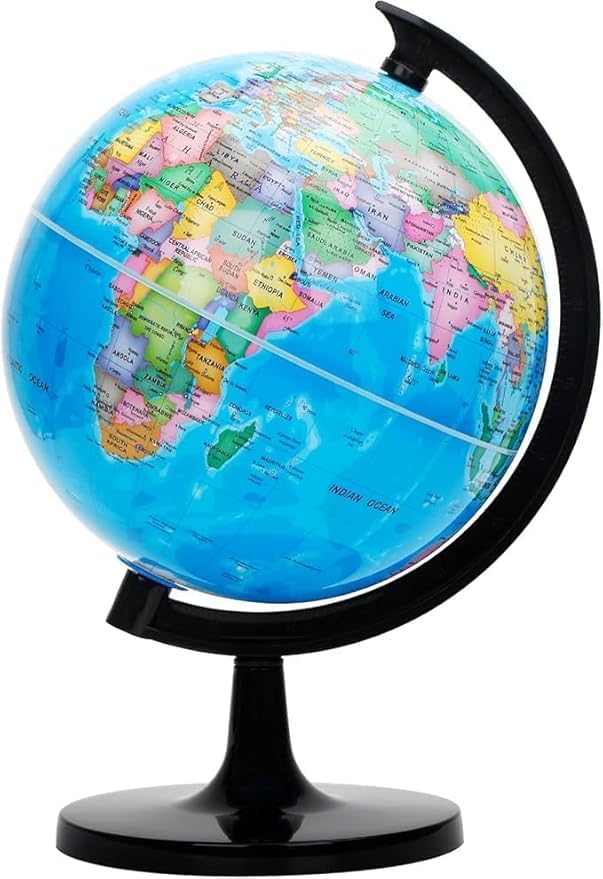 World Globe Political Map Globe - English Map - Educational|Geographic|Modern Desktop Decoration - plastic Base - School Home Office 18.2cm
