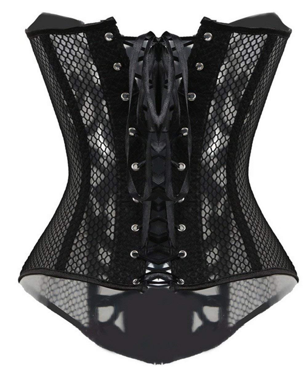 Kelvry Corset bustier sexy en satin à lacets pour femme Noir…