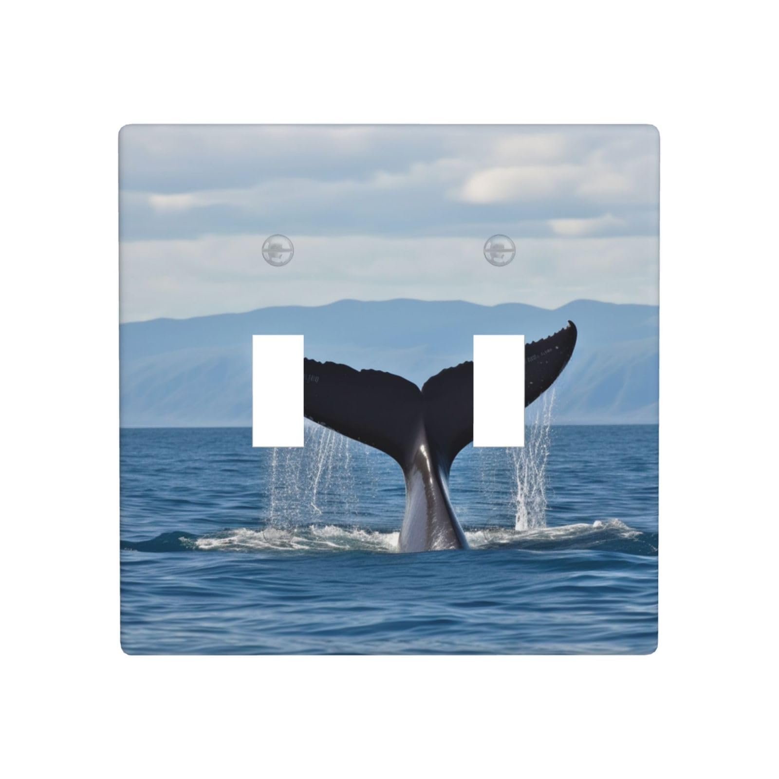 Decorator Double Toggle Light Switch Covers Whale Tail Wall Plate 2-Gang Standard Size 4.5" x 4.5" Double Toggle Switch Wallplate Decorative 2 Gang Wall Switch Plate Covers