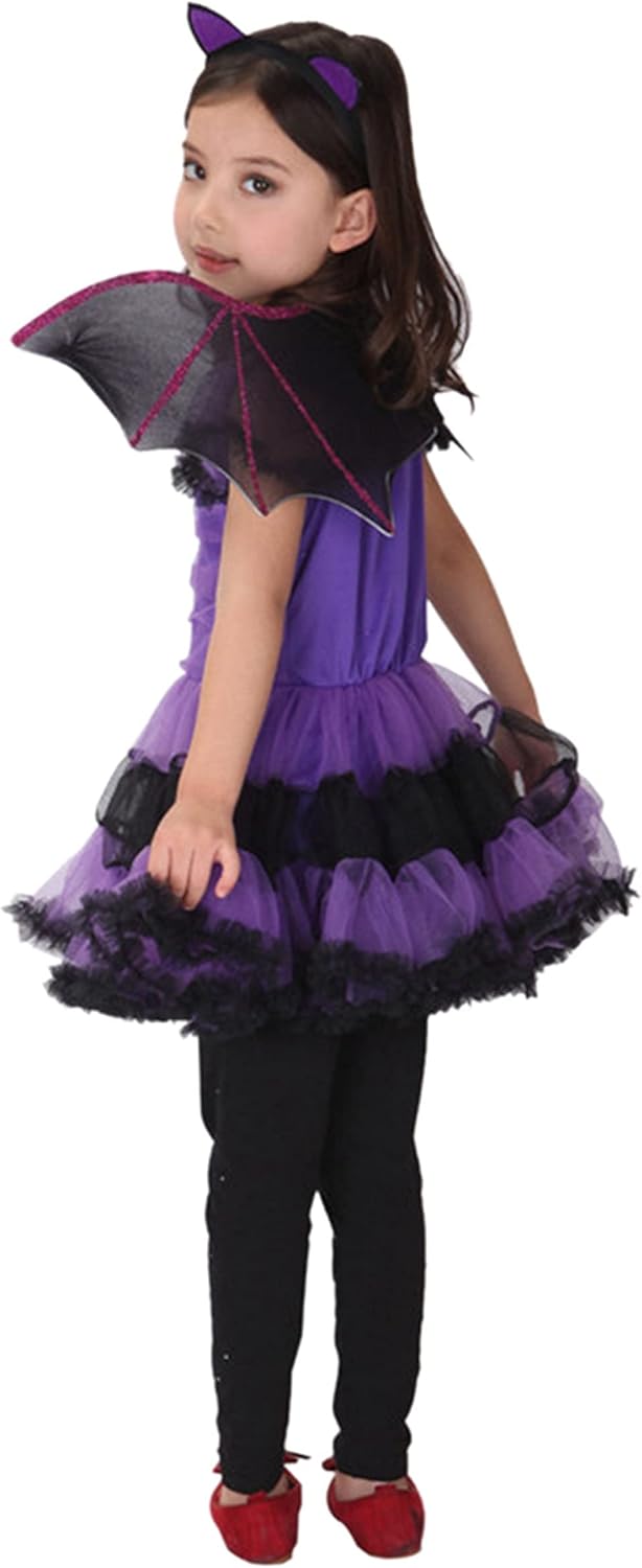 Miniatura 3 de Disfraz de bruja de murciélago para niñas, disfraz de Halloween y cosplay con alas de murciélago