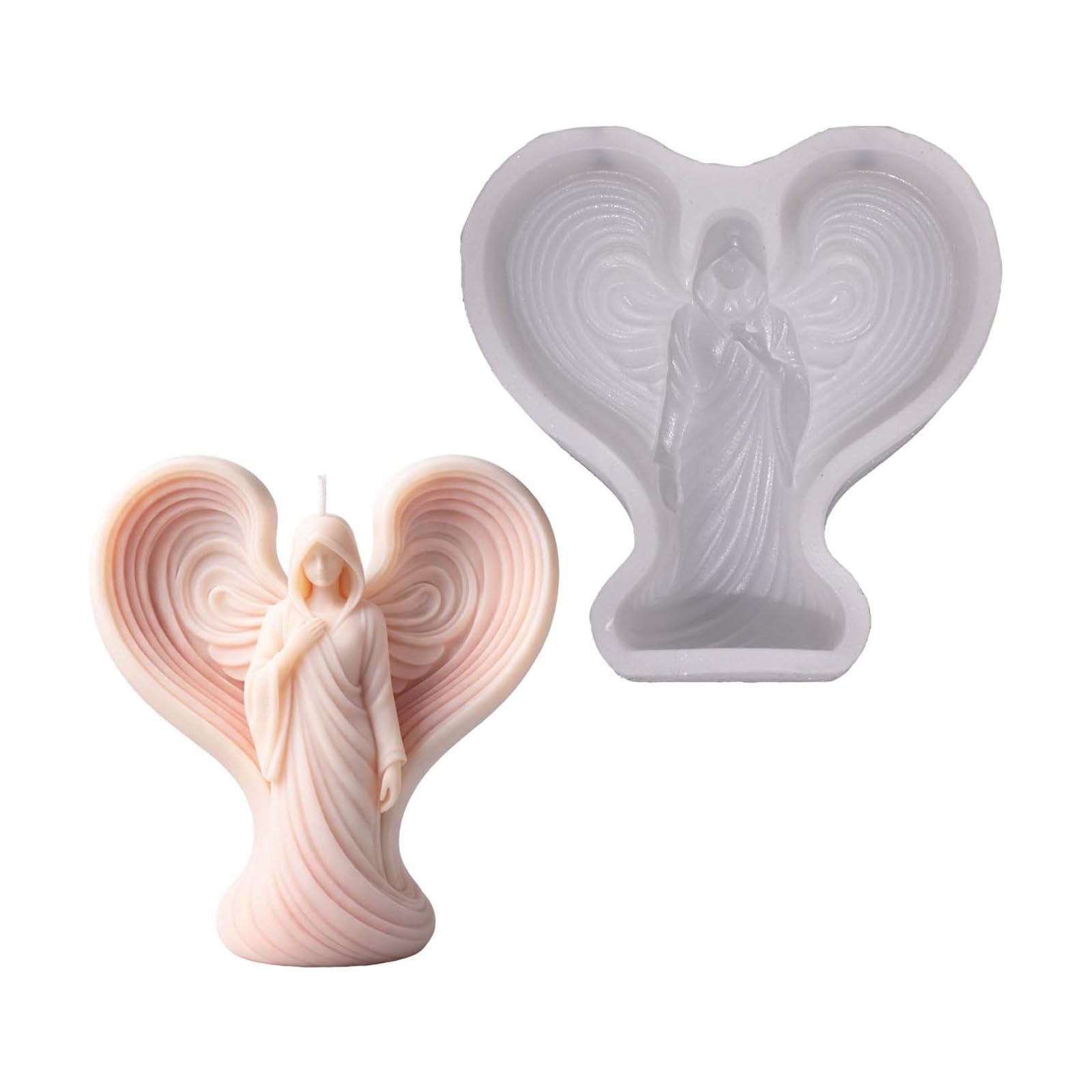 Hredyqw Wing Heart Shaped Silicone Candle Mold For Making Candle Soap Wedding Decoration Holiday And Epoxy Resin