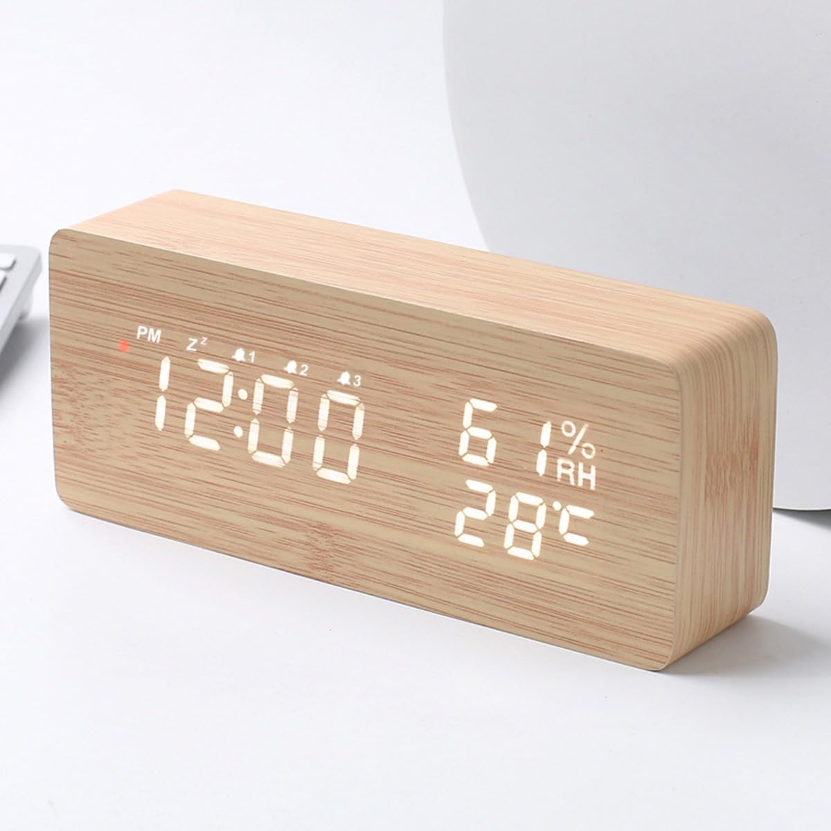 Amazon.co.jp: TRENIE 電波時計・木製デジタル目覚まし時計。LED 表示