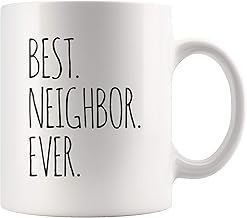 Panvola Best Neighbor Ever Farewell Gifts for Neighbors Moving Away Housewarming Goodbye Welcome Appreciation New Neighborhood Novelty Drinkware Ceramic Mug (11 oz, White)