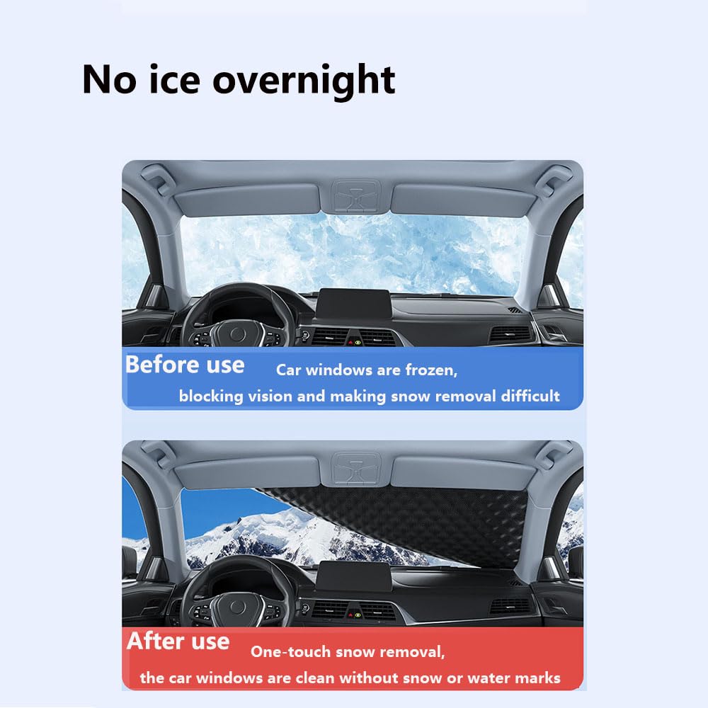 Frontscheibenabdeckung für Ren-Ault Laguna Hatchback 1993-2011, Auto Winter Windschutzscheibenabdeckung -Auto Winter Frostabdeckung -Faltbar Schnee Frost Sonne Staub, 2 Paquets