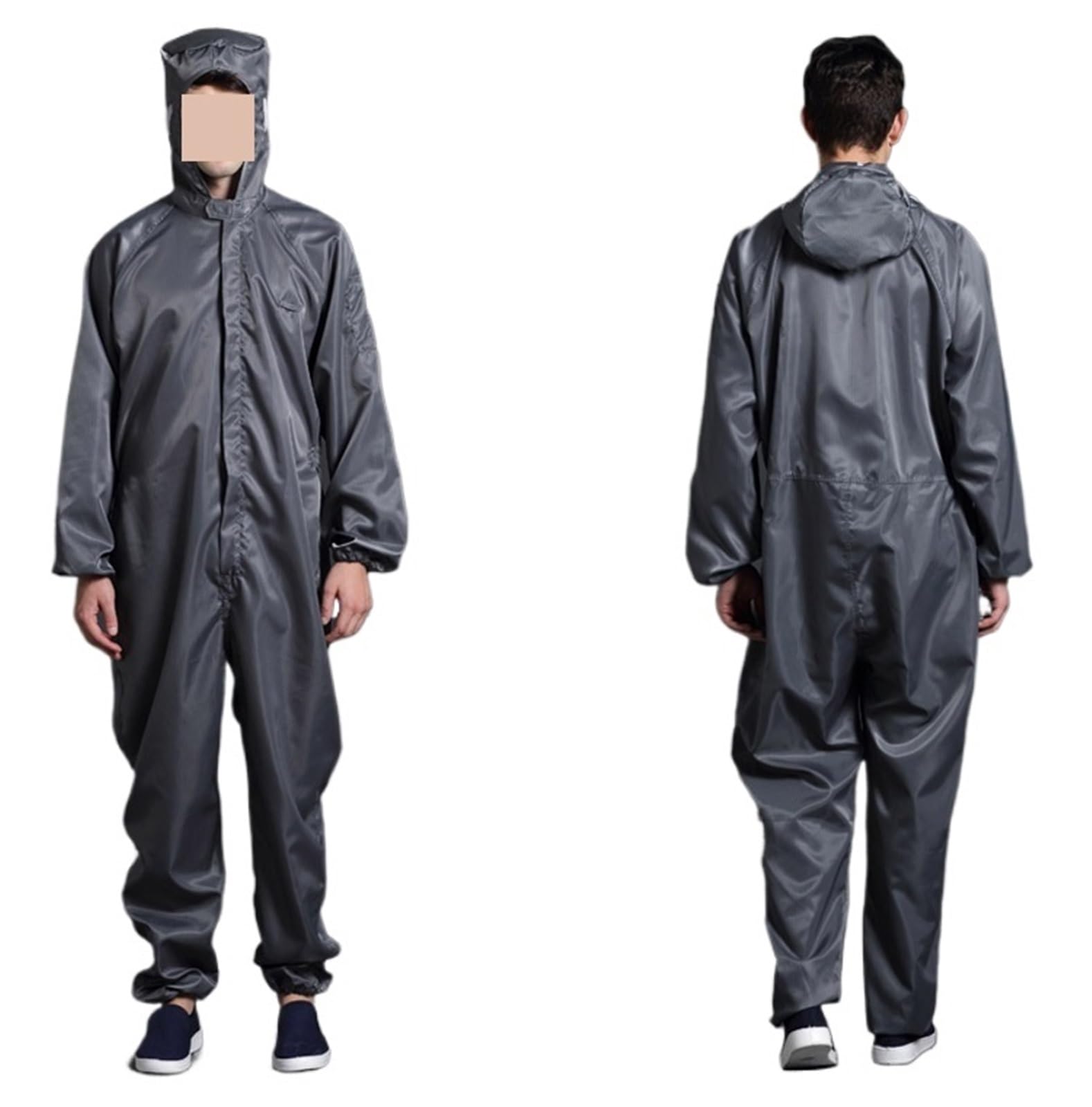 Kombinezony ochronne unisex Czyste ubrania Kaptur Pyłoszczelne antystatyczne Odzież do pomieszczeń czystych Malowanie Praca Kombinezon(Grey,XX-Large)