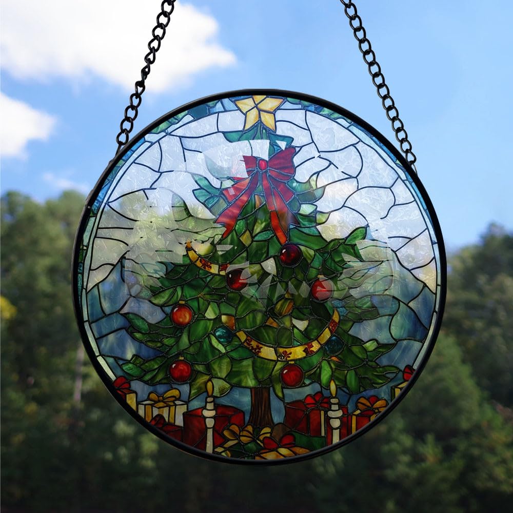 Customized Christmas Candle Stained Glass, Christmas Candle for Christmas Tree, Christmas Candle Suncatcher, Christmas Hanging Décor VyXLKw (Design 350)