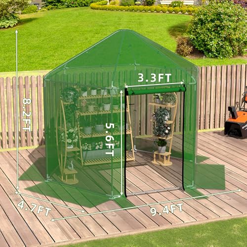 MU 9.4x9.4x8.2 FT Greenhouses for Outdoors, Heavy-Duty Green House for Outside, Walk in Winter Greenhouse with 180g Double Layer PE Cover, Ground Stakes, Great for Garden/Patio/Backyard - Image 2