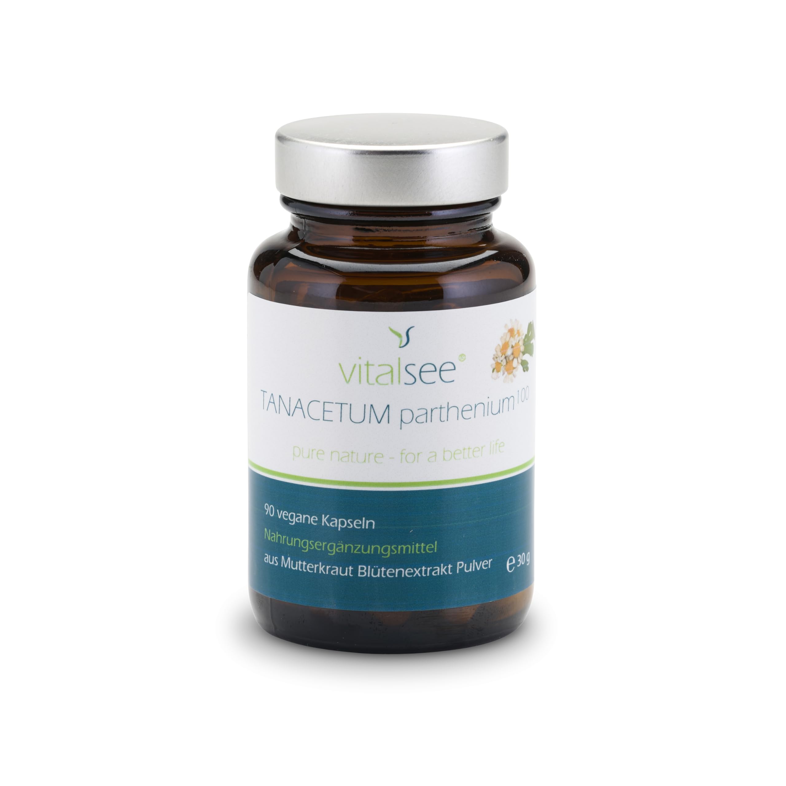 TANACETUM parthenium 100 Extrakt – 90 vegane Kapseln – Mutterkraut-Extrakt – glutenfrei, laktosefrei, ohne Zusätze – im Glas